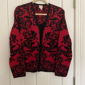 Chico’s Large Black and Red Cardigan. Size 2.